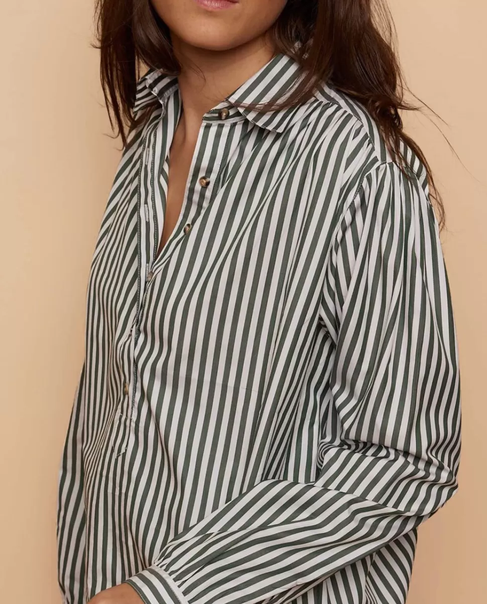 Femme Acanthe Chemisiers | Blouse ample rayé blanc/kaki
