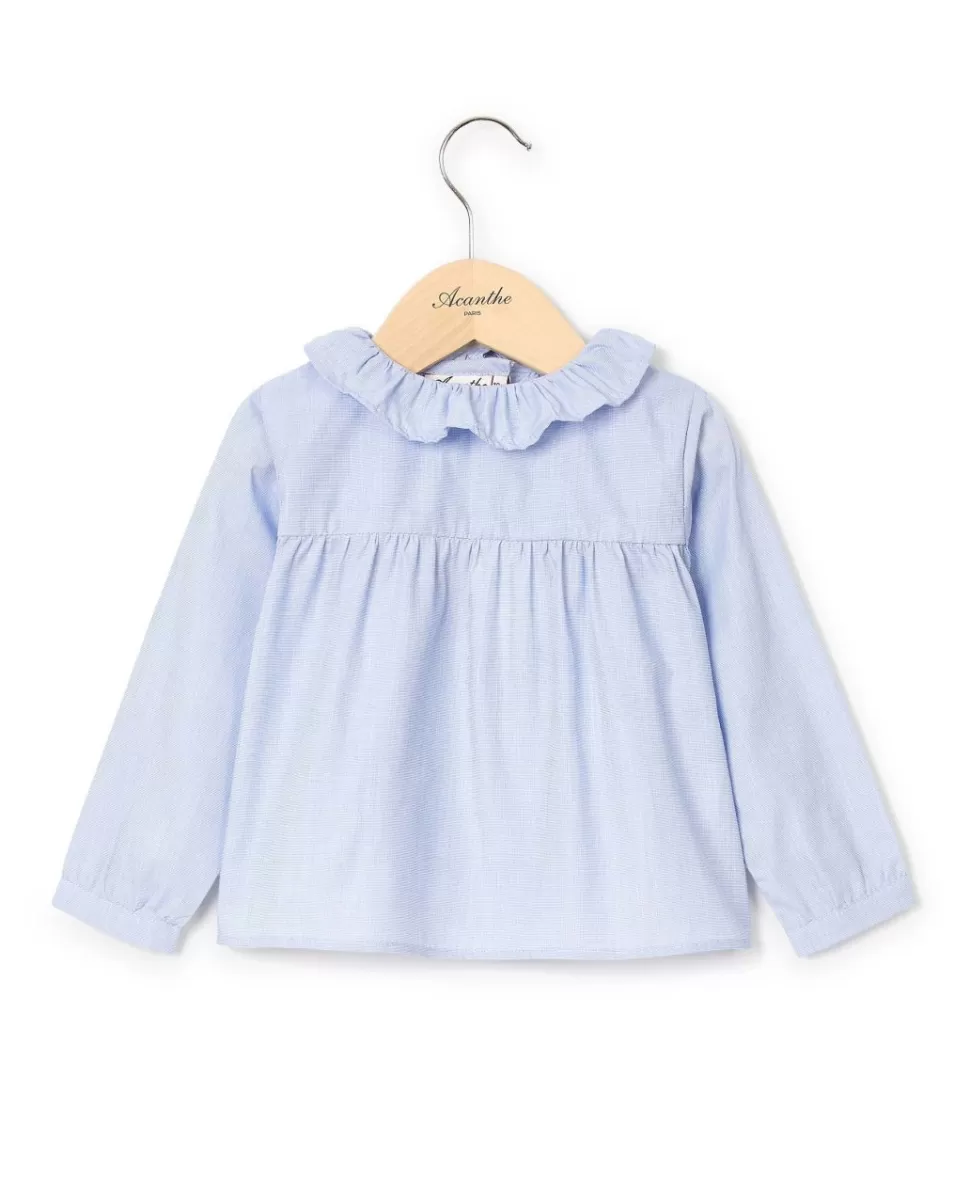 Acanthe Chemisiers, Blouses & Polos | Blouse col volanté ciel