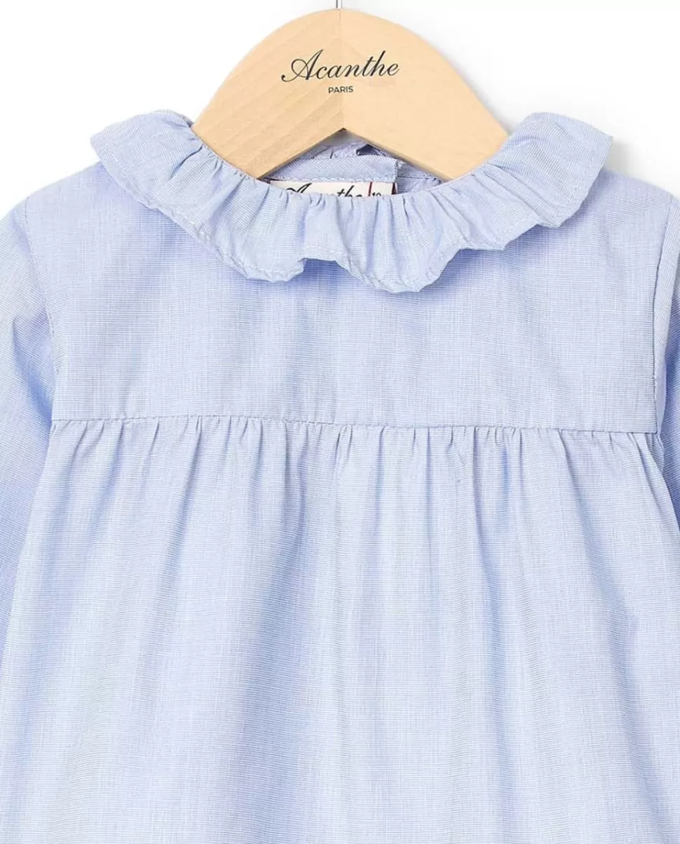 Acanthe Chemisiers, Blouses & Polos | Blouse col volanté ciel