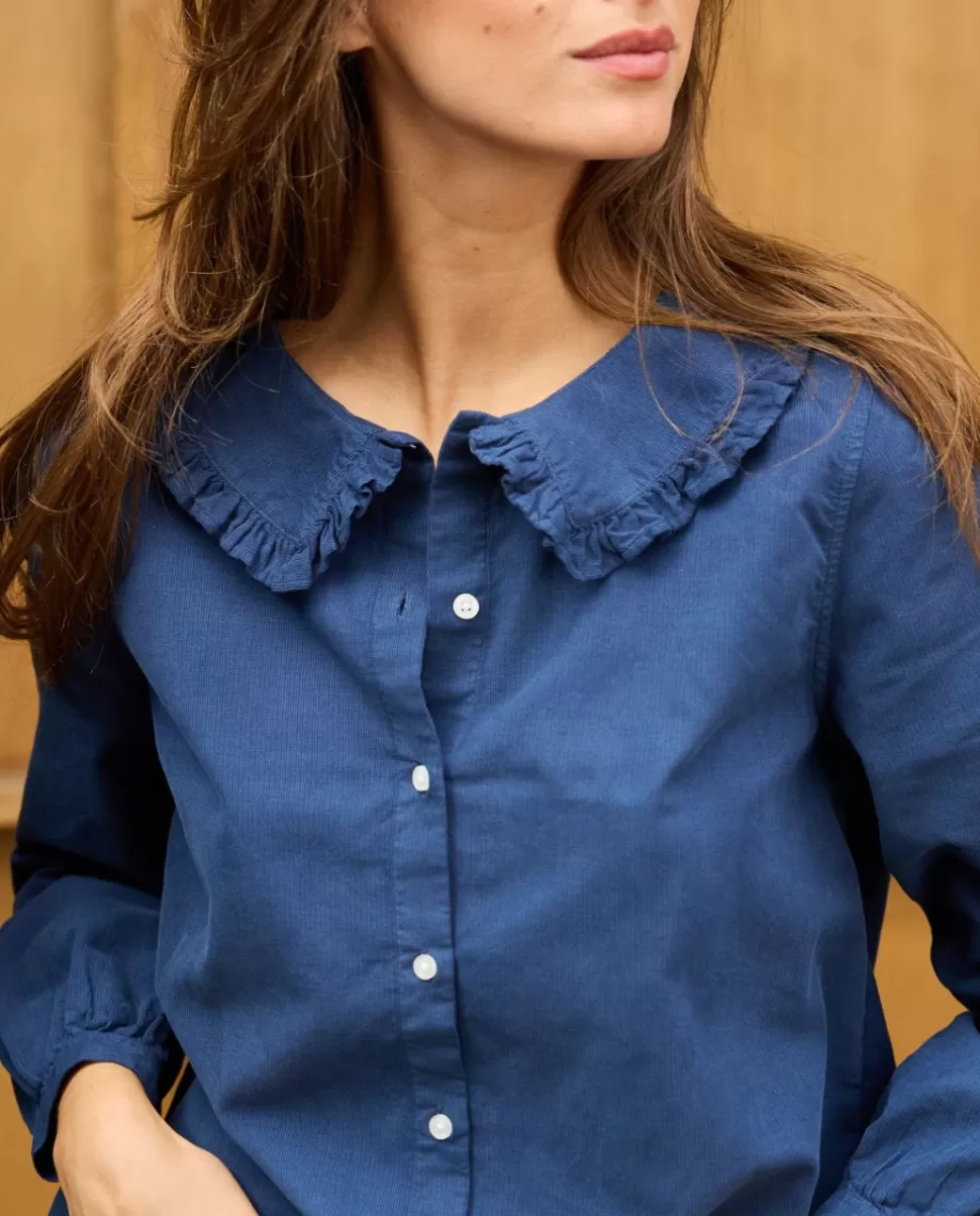 Femme Acanthe Chemisiers | Blouse grand col volanté velours