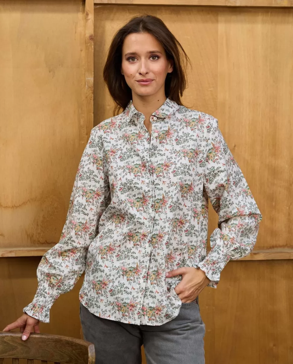 Femme Acanthe Chemisiers | Blouse poignets smockés en tissu Liberty Miniature Wonderland