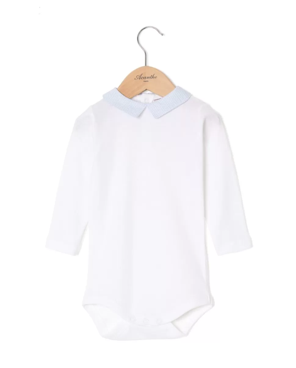 Acanthe Bodys | Body blanc col carré vichy ciel