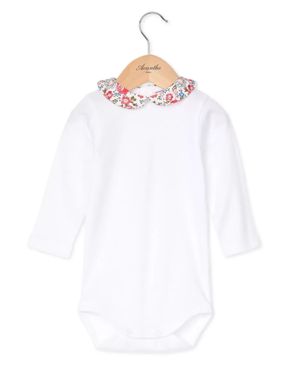 Acanthe Bodys | Body blanc col claudine en tissu Liberty Felicite