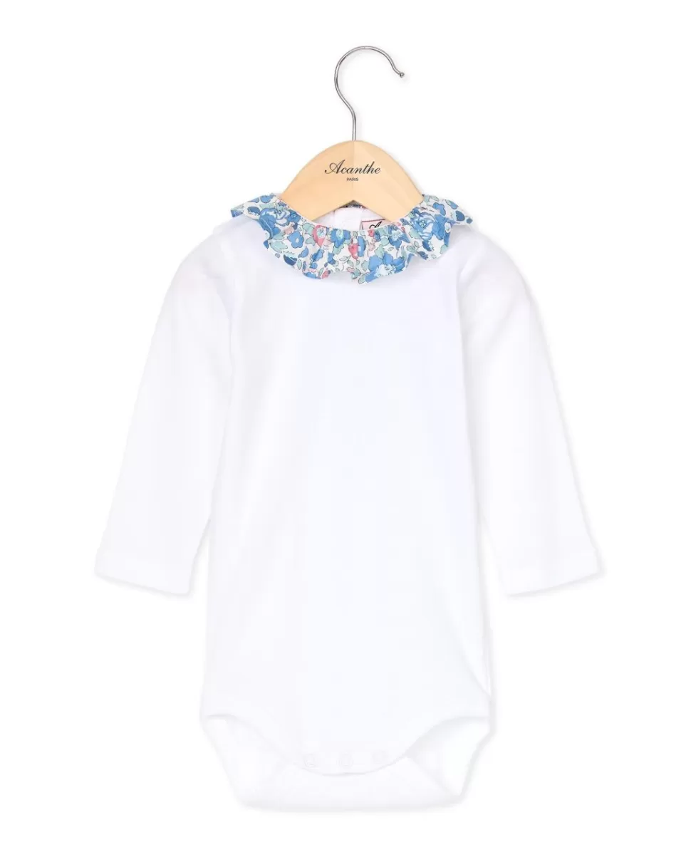 Acanthe Bodys | Body blanc col volanté en tissu Liberty Betsy
