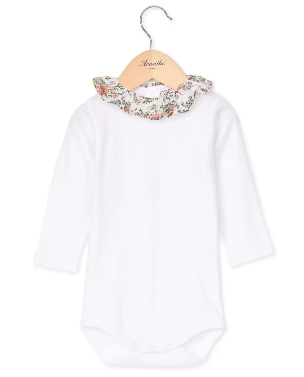 Acanthe Bodys | Body blanc col volanté en tissu Liberty Miniature Wonderland