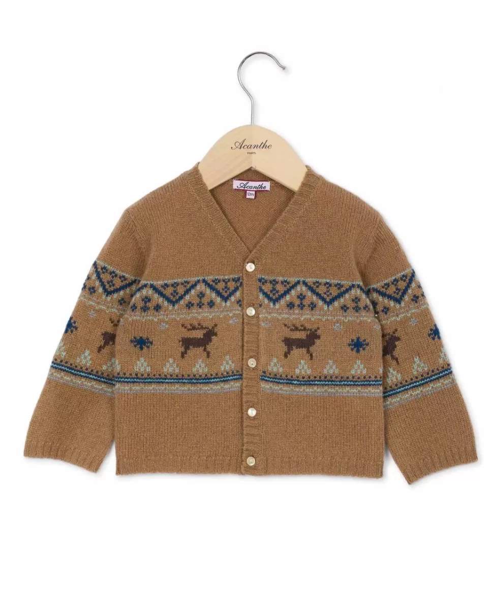 Acanthe Pulls & Cardigans | Cardigan col V jacquard 100% lambswool