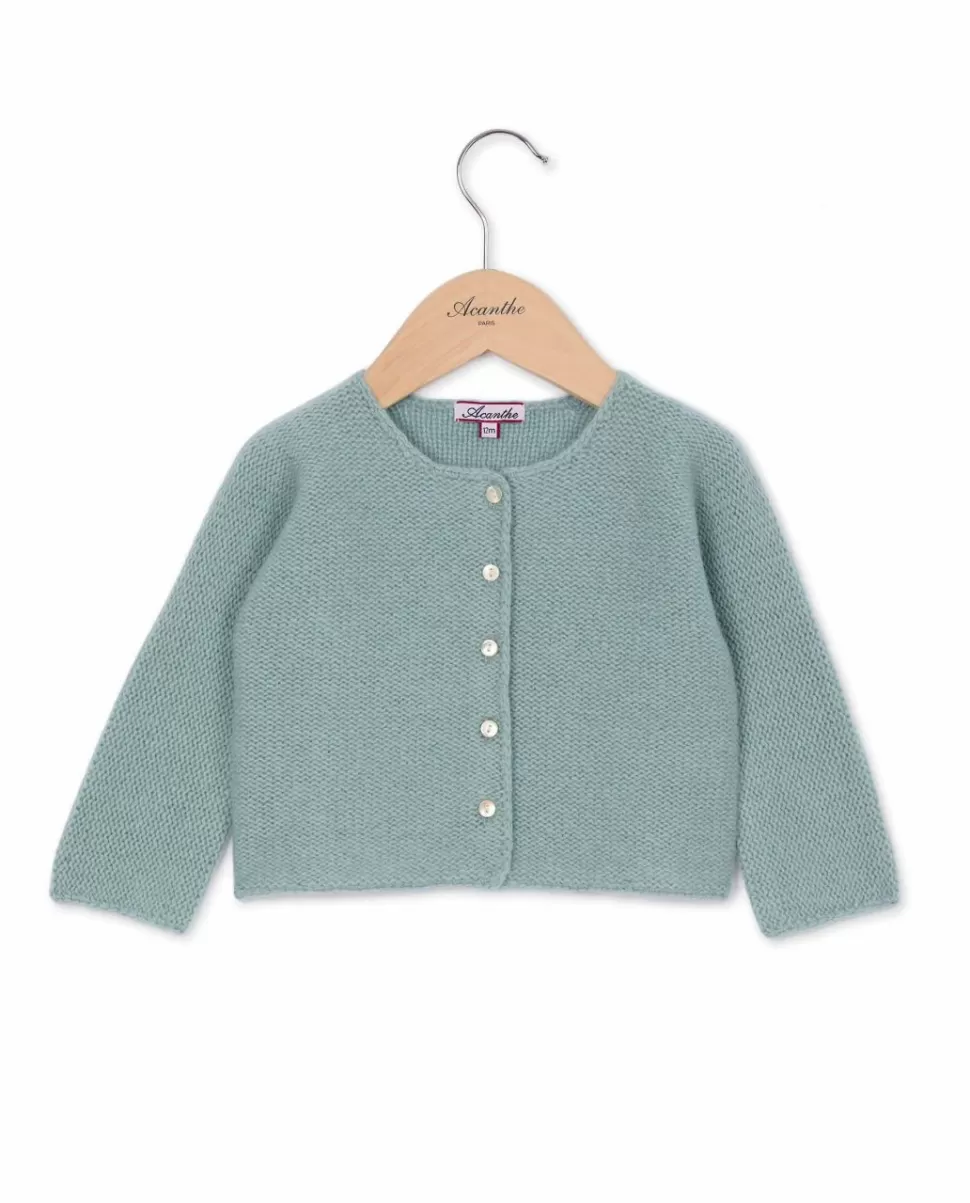 Acanthe Pulls & Cardigans | Cardigan point mousse vert d'eau 100% lambswool