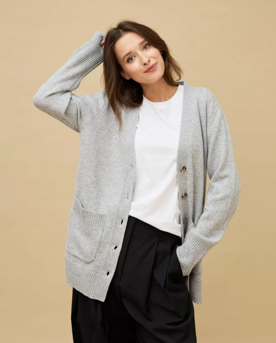 Femme Acanthe Cardigans & Vestes | Pulls & Cardigans | Cardigan V gris clair 100% cachemire