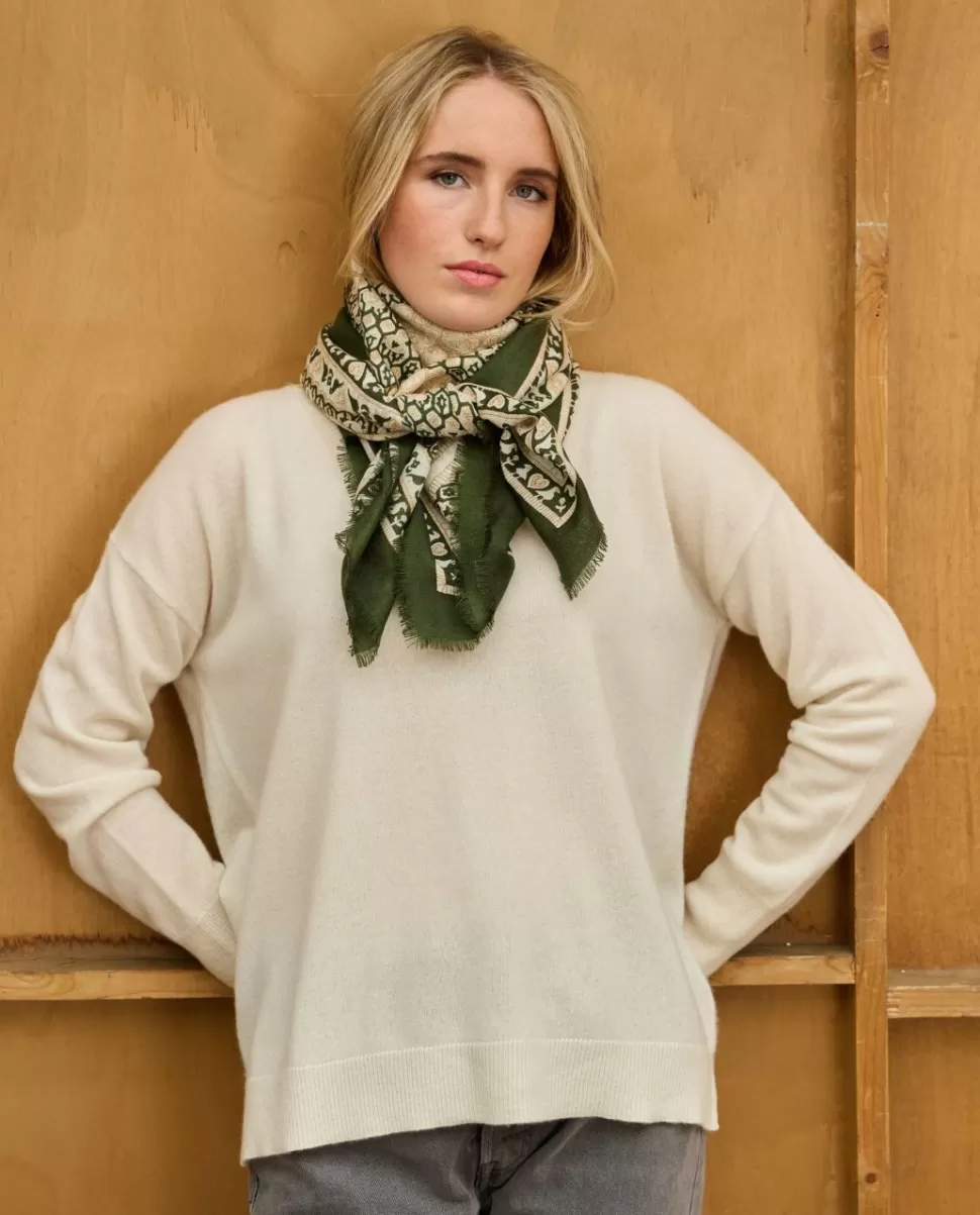 Femme Acanthe Echarpes | Carré en laine imprimé patchwork