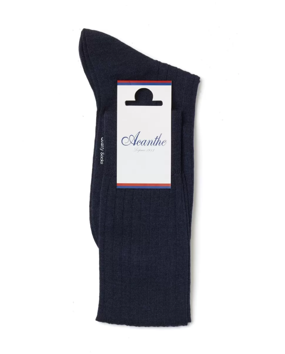 Homme Acanthe Chaussettes | Chaussettes merinos côtes plates longues