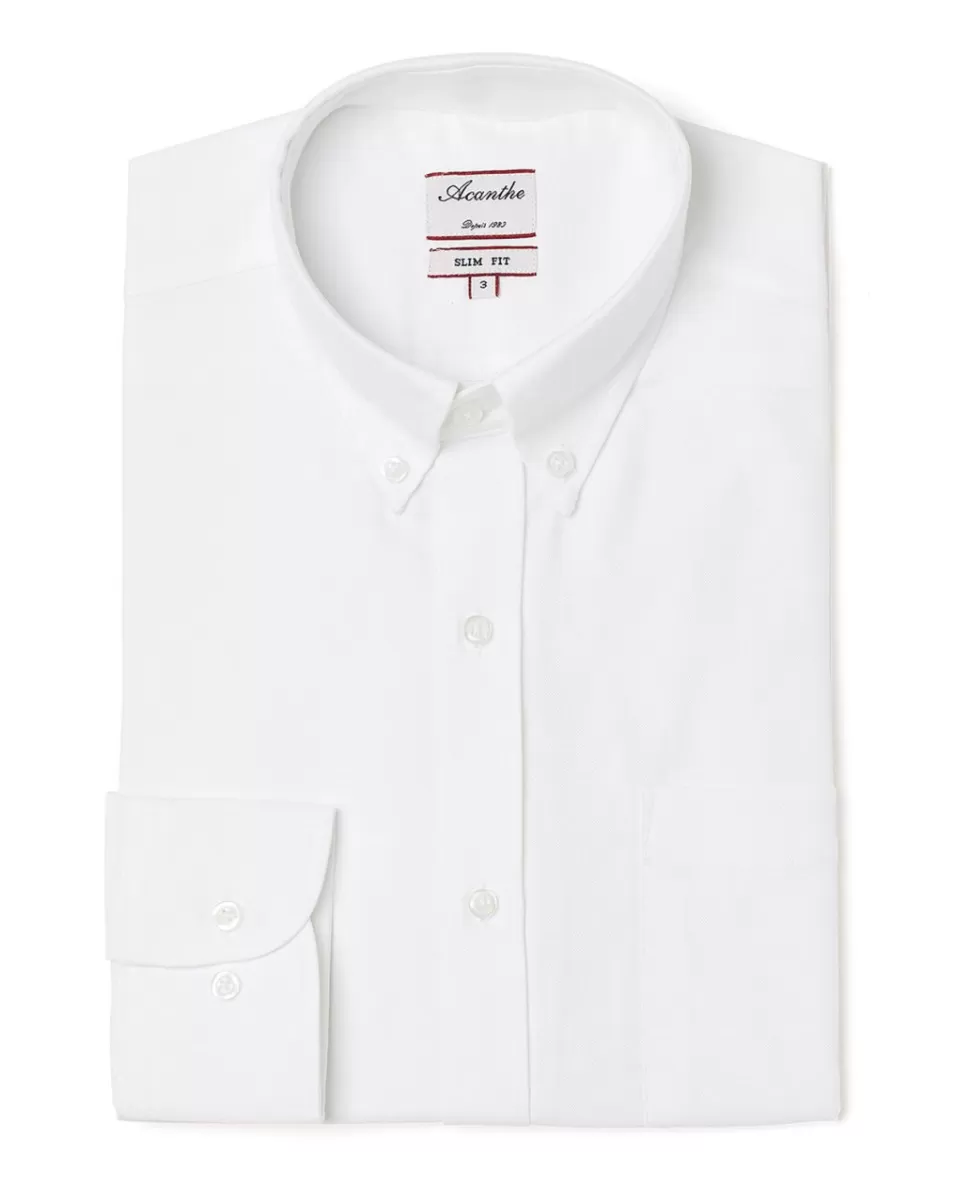 Homme Acanthe Chemises | Chemise ajustée col boutonné oxford blanc