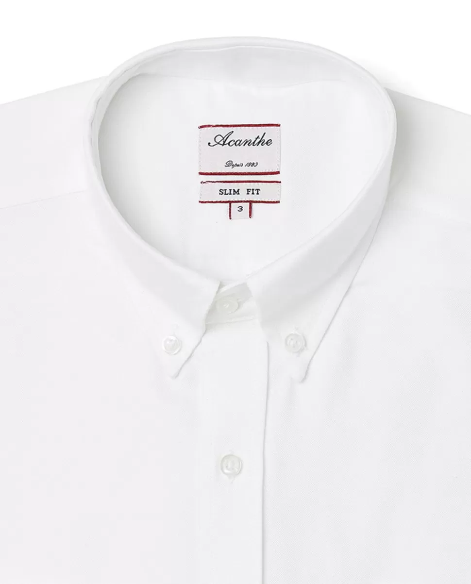 Homme Acanthe Chemises | Chemise ajustée col boutonné oxford blanc