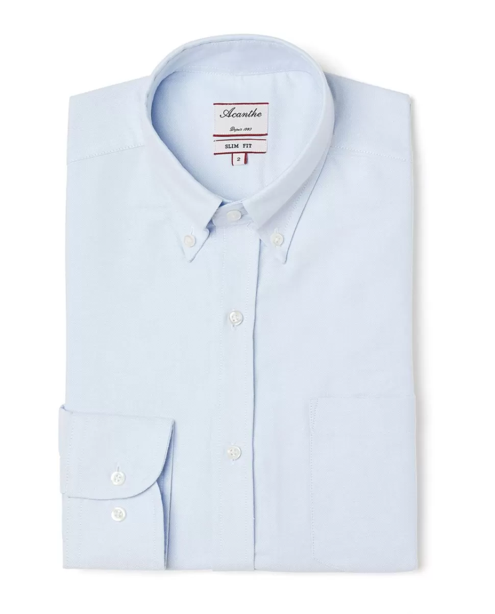 Homme Acanthe Chemises | Chemise ajustée col boutonné oxford ciel