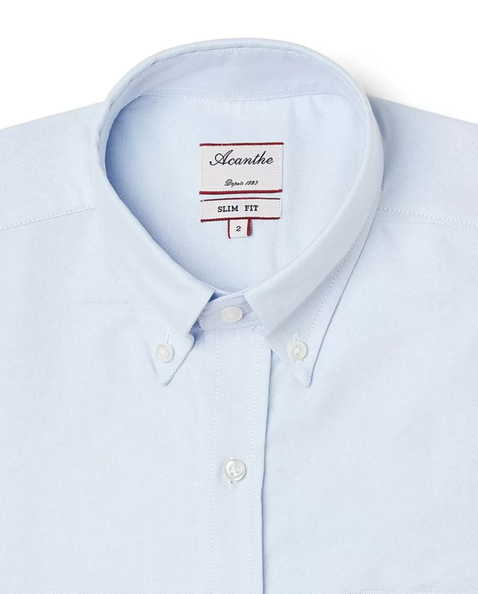 Homme Acanthe Chemises | Chemise ajustée col boutonné oxford ciel