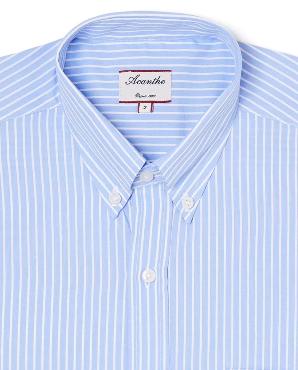 Homme Acanthe Chemises | Chemise col boutonné rayures bleu