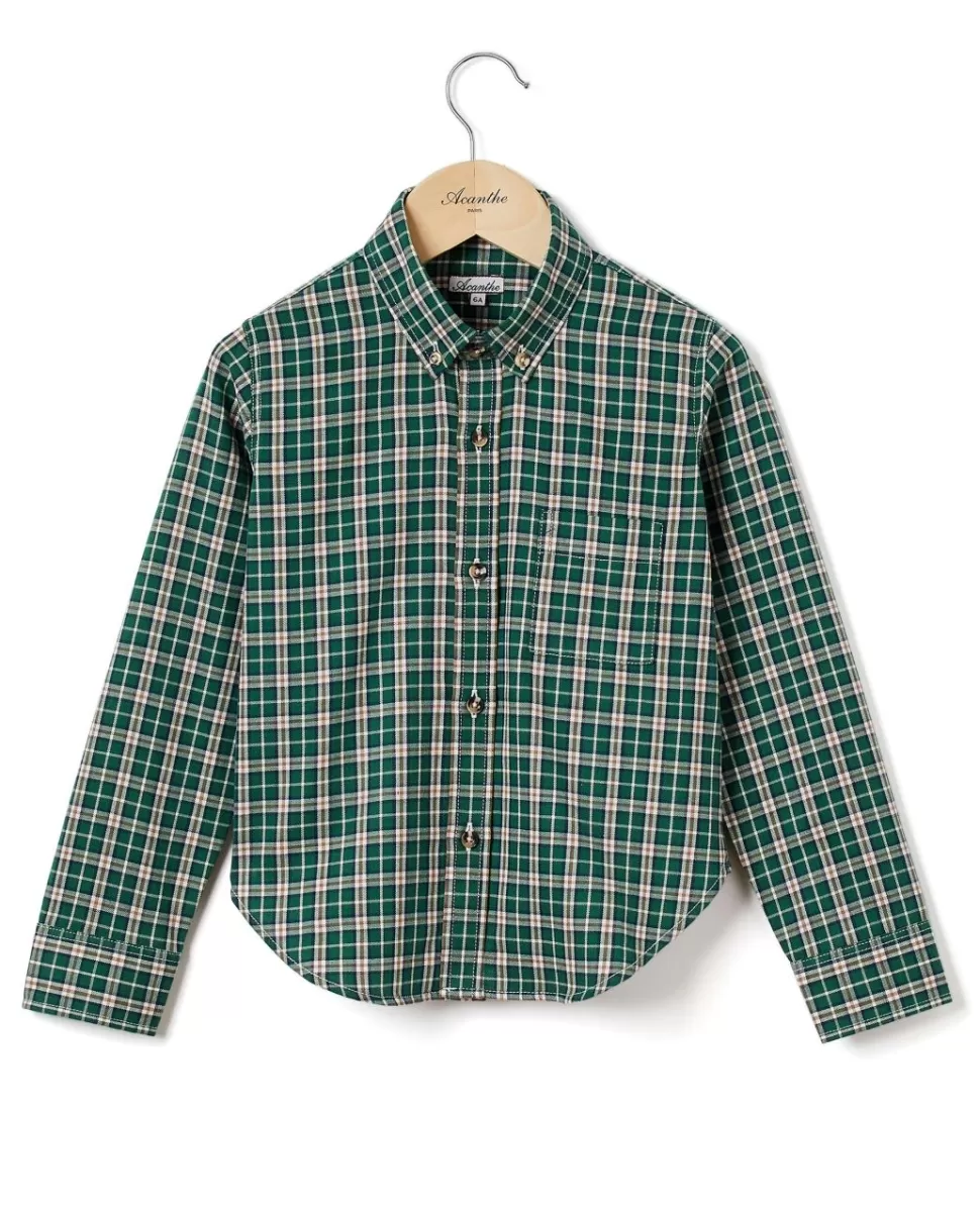 Enfant Acanthe Chemises | Chemise flanelle manches longues écossais vert
