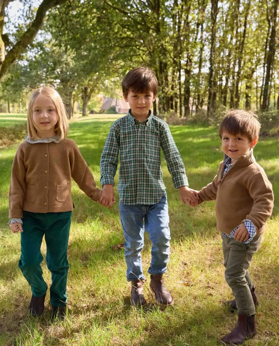 Enfant Acanthe Chemises | Chemise flanelle manches longues écossais vert
