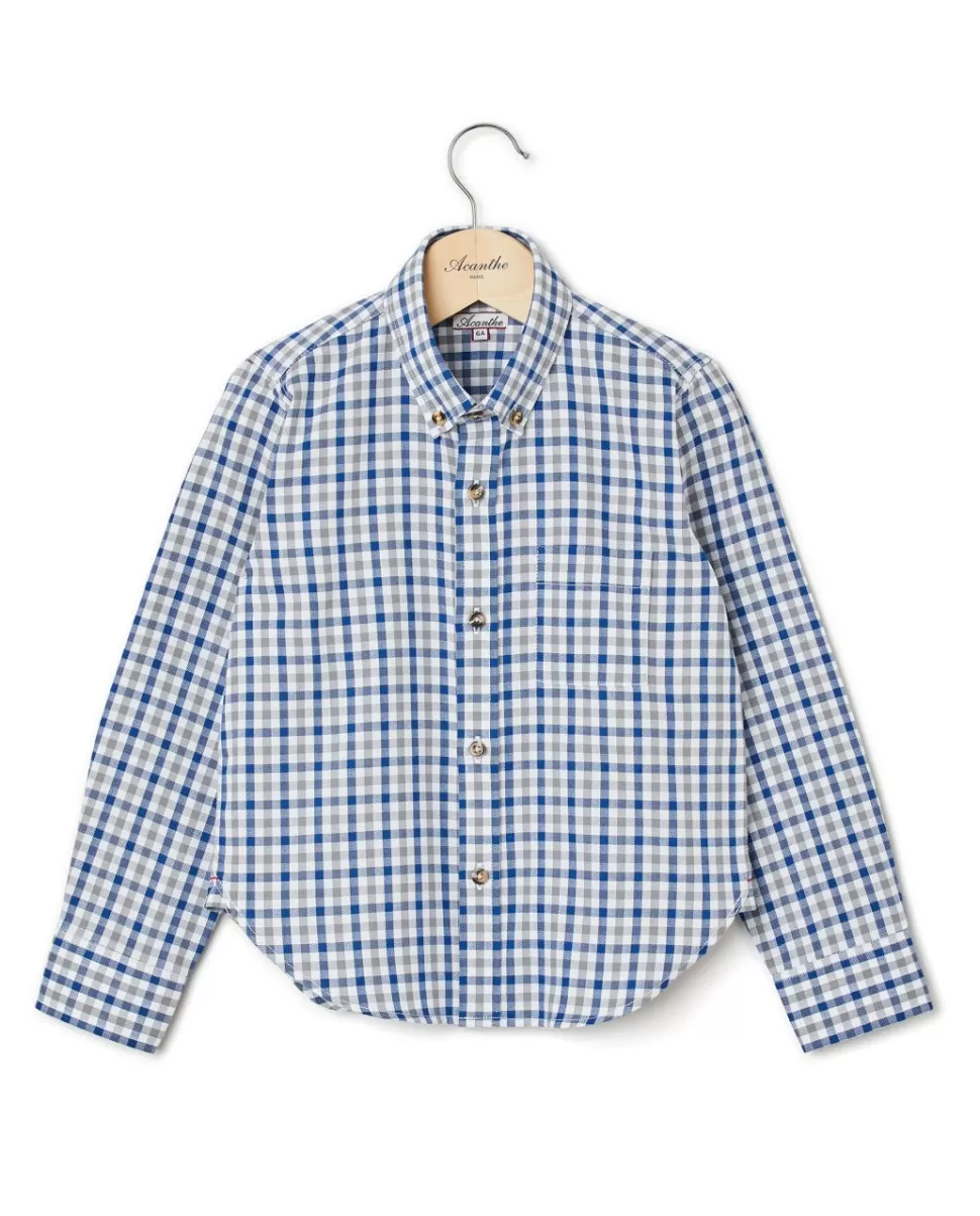 Enfant Acanthe Chemises | Chemise flanelle manches longues vichy bleu/gris