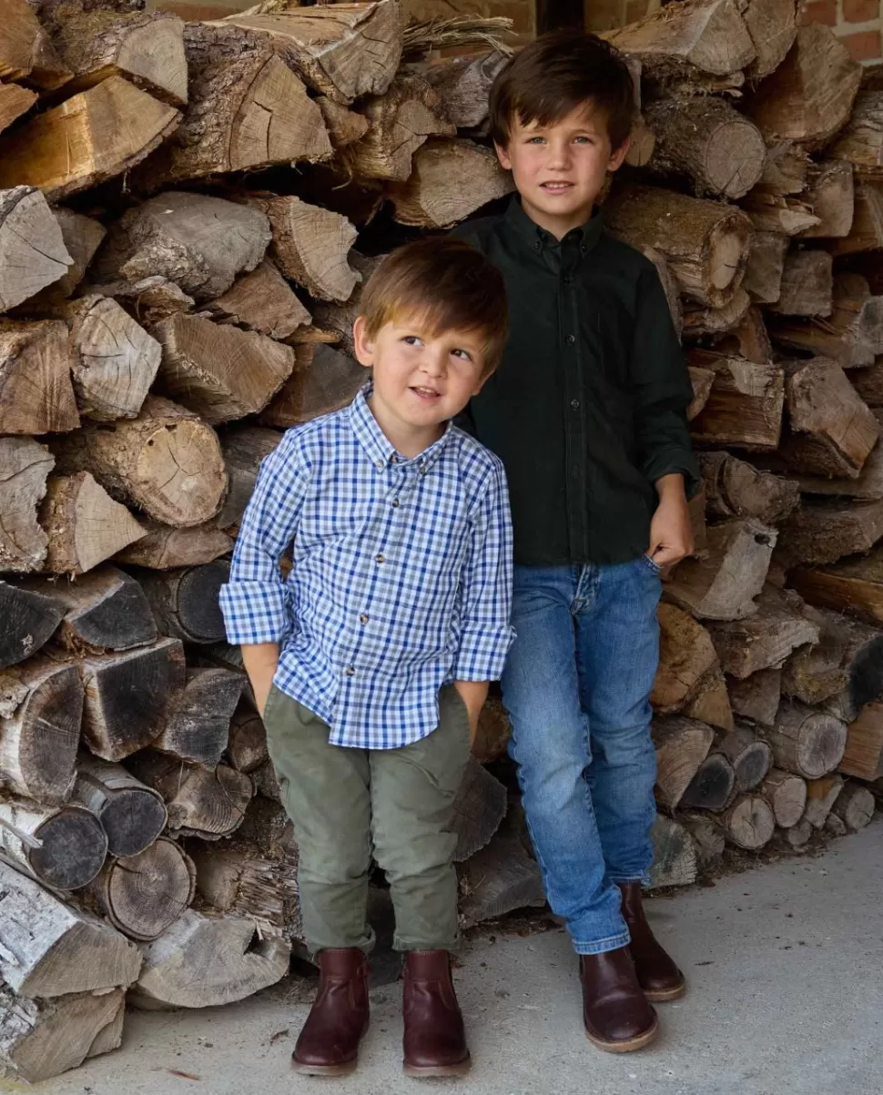 Enfant Acanthe Chemises | Chemise flanelle manches longues vichy bleu/gris