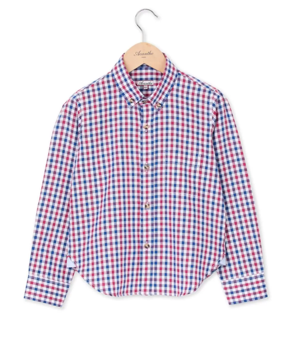Enfant Acanthe Chemises | Chemise flanelle manches longues vichy bleu/rouge