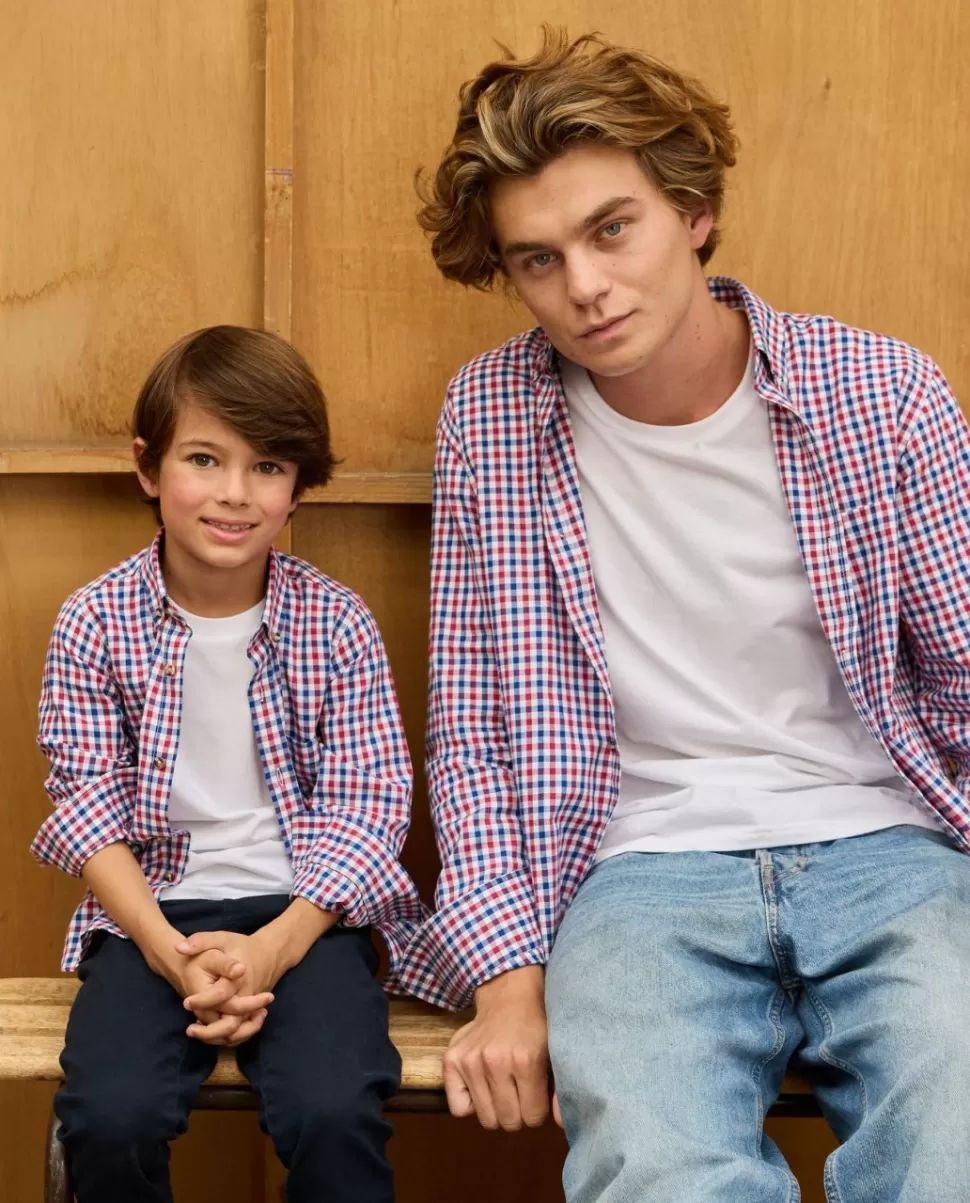 Enfant Acanthe Chemises | Chemise flanelle manches longues vichy bleu/rouge