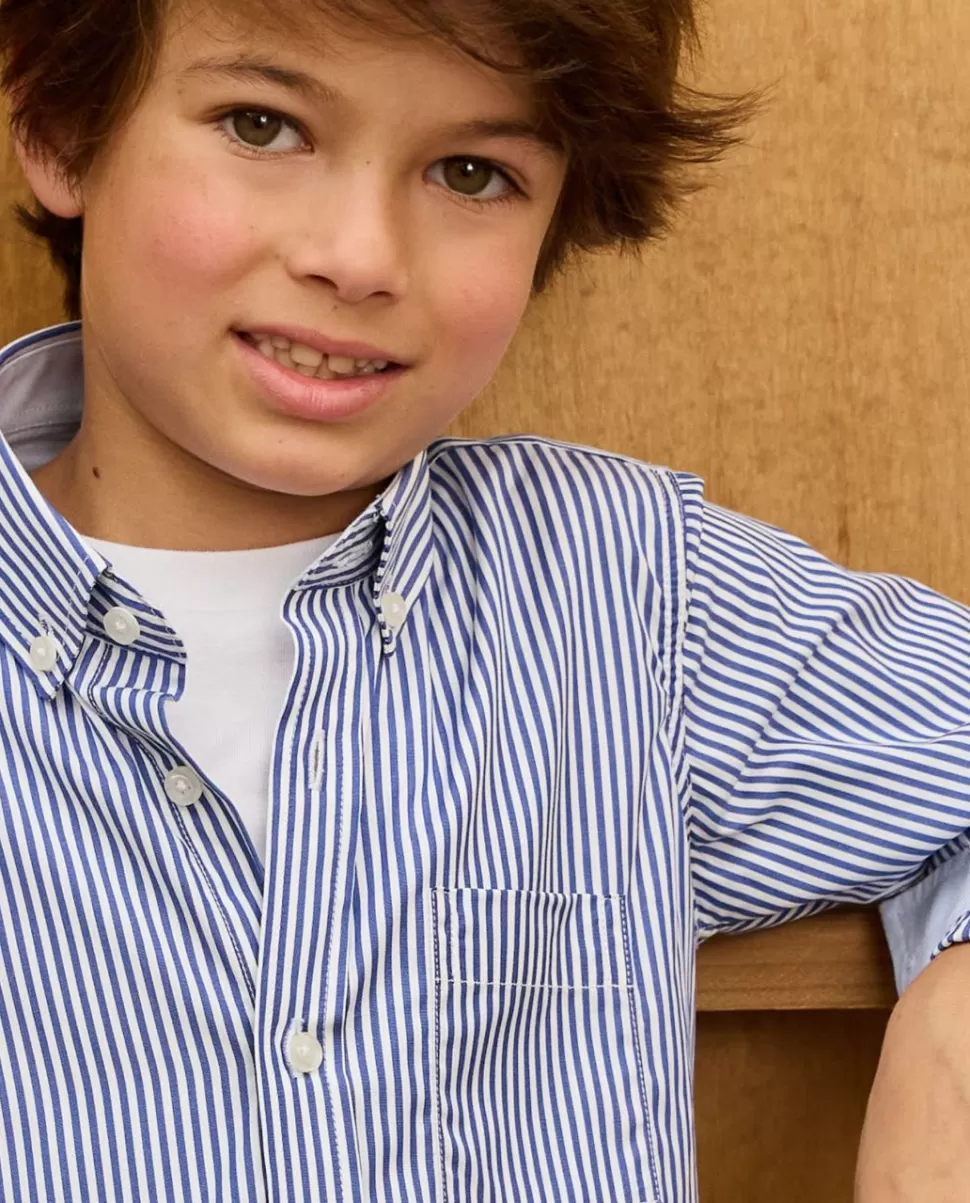 Enfant Acanthe Chemises | Chemise manches longues rayure bleue