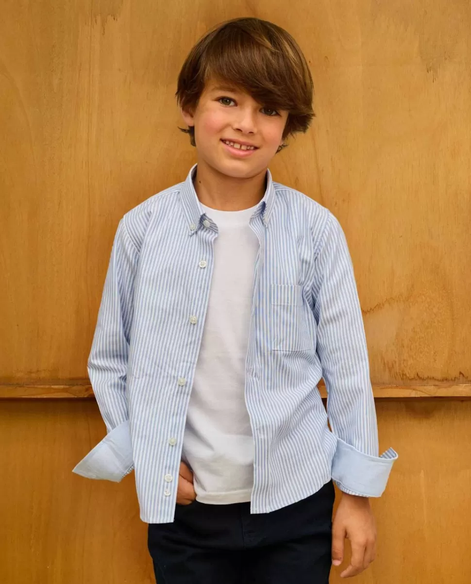 Enfant Acanthe Chemises | Chemise manches longues rayure oxford ciel
