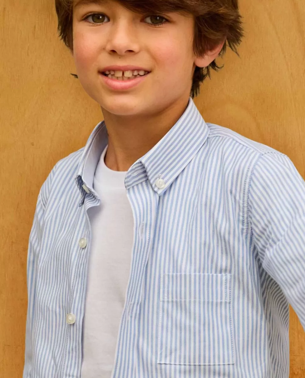 Enfant Acanthe Chemises | Chemise manches longues rayure oxford ciel
