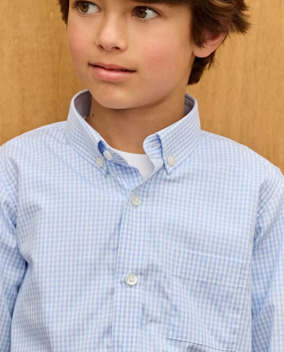 Enfant Acanthe Chemises | Chemise manches longues vichy ciel