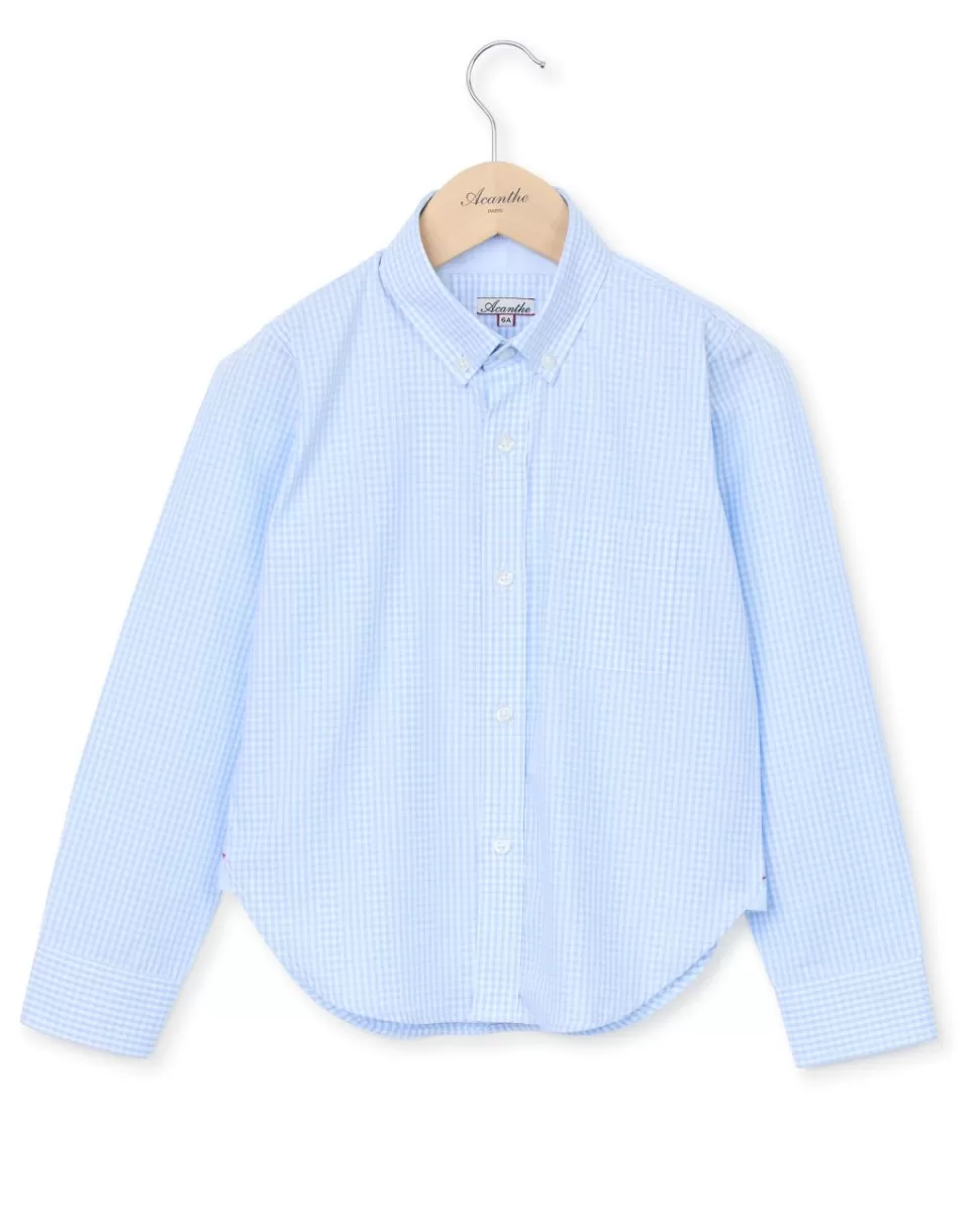 Enfant Acanthe Chemises | Chemise manches longues vichy ciel