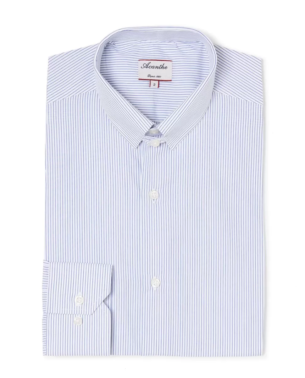 Homme Acanthe Chemises | Chemise regular col anglais rayures bleu