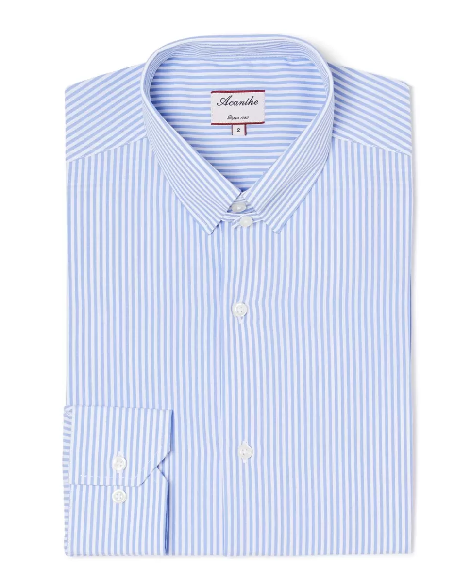 Homme Acanthe Chemises | Chemise regular col anglais rayures bleu