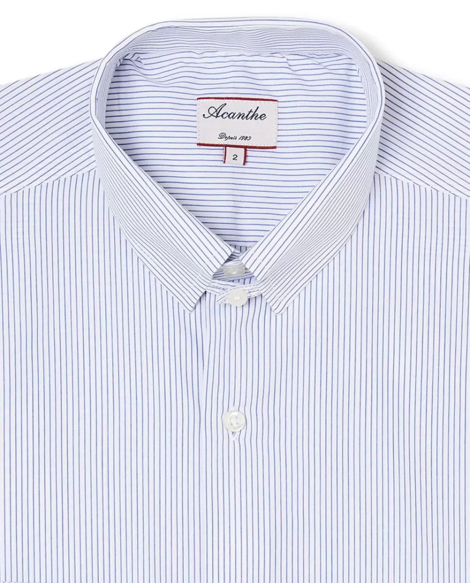 Homme Acanthe Chemises | Chemise regular col anglais rayures bleu