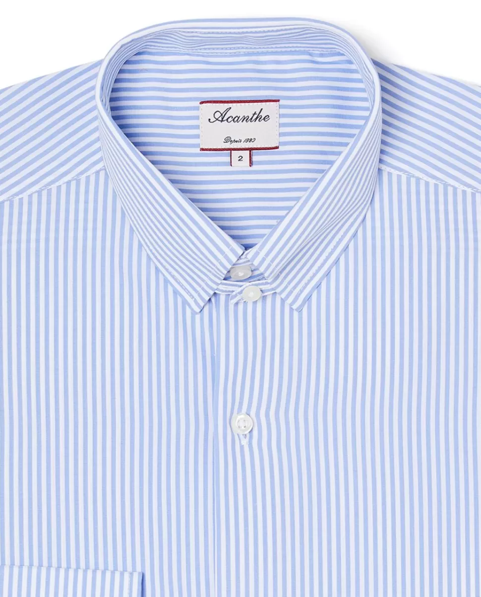 Homme Acanthe Chemises | Chemise regular col anglais rayures bleu