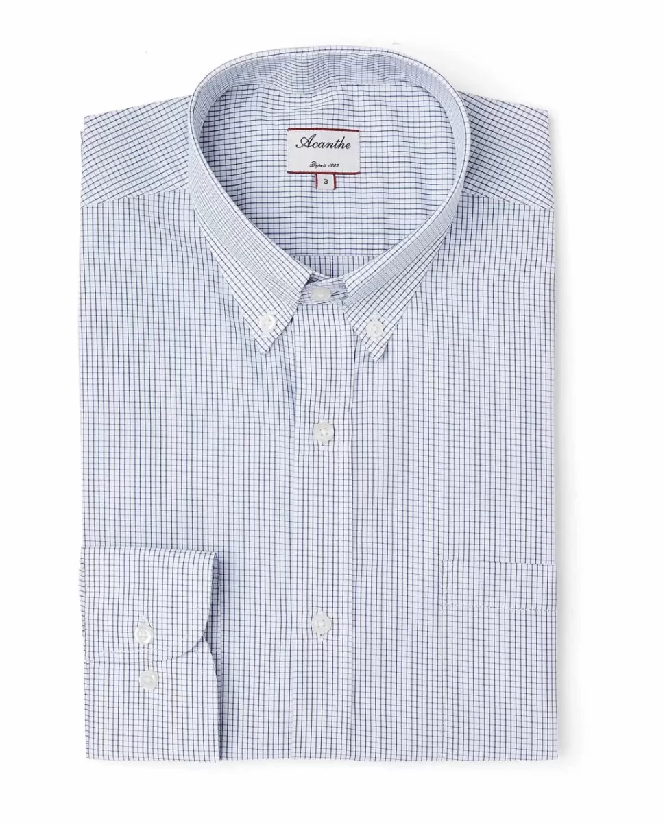 Homme Acanthe Chemises | Chemise regular col boutonné carreaux bleu