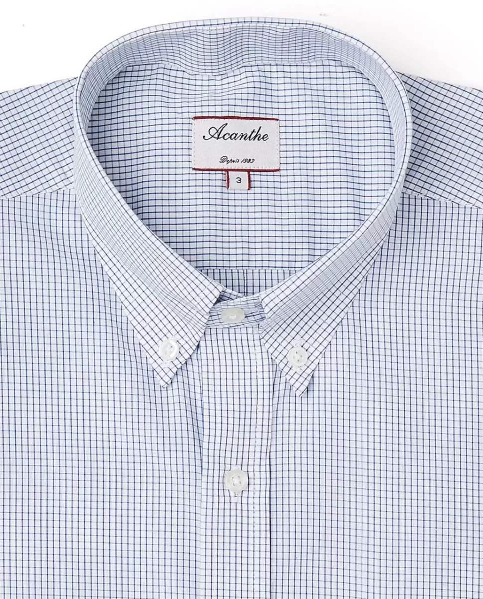 Homme Acanthe Chemises | Chemise regular col boutonné carreaux bleu