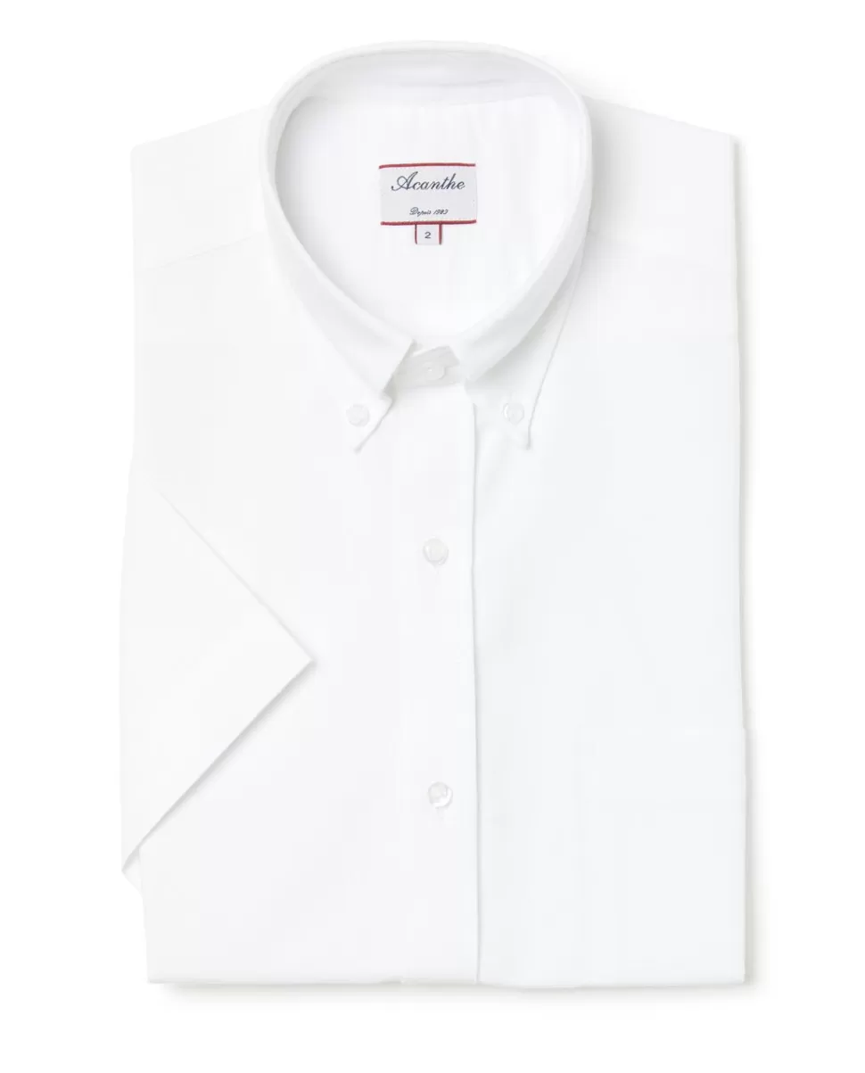 Homme Acanthe Chemises | Chemise regular col boutonné oxford blanc manche courte