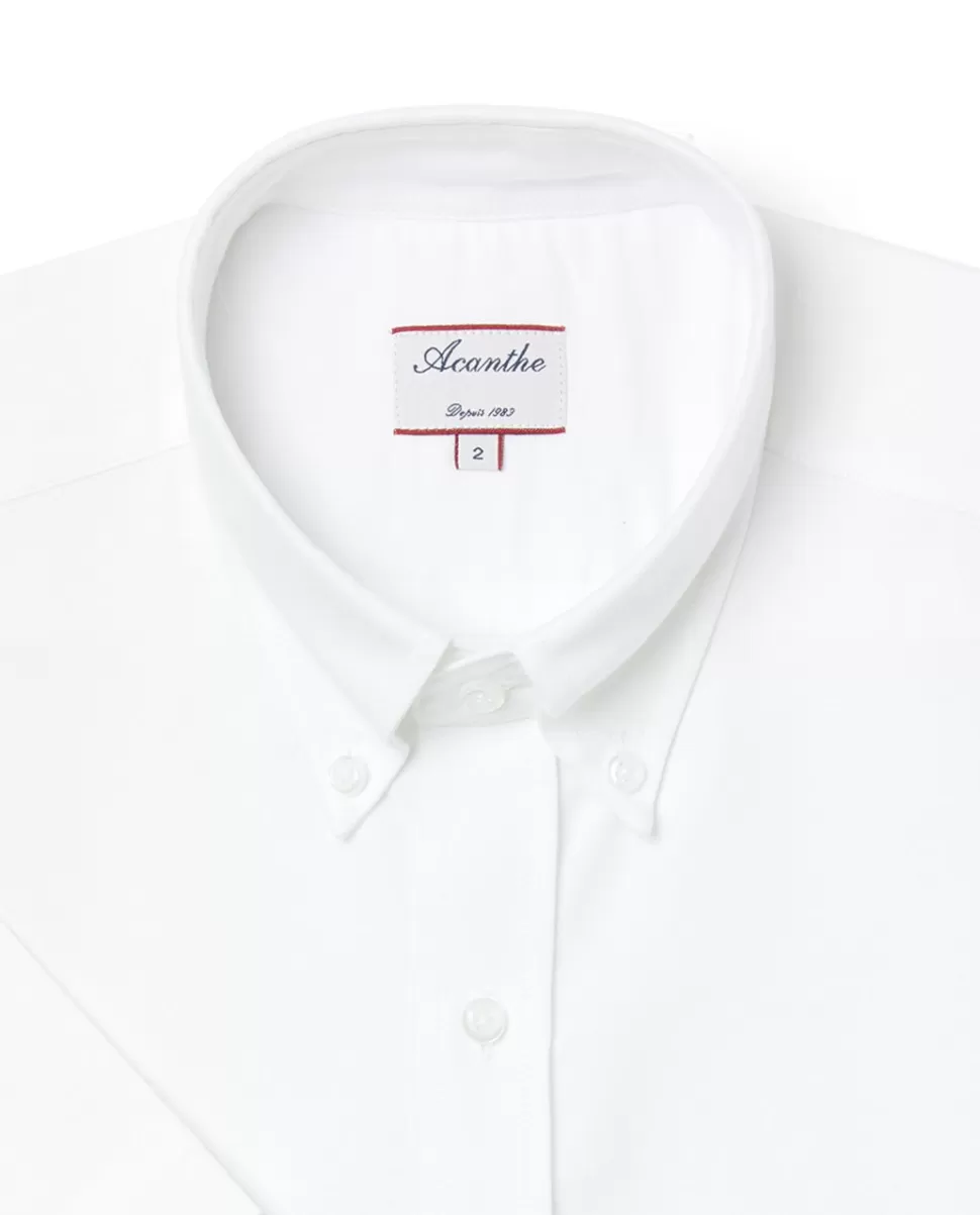 Homme Acanthe Chemises | Chemise regular col boutonné oxford blanc manche courte