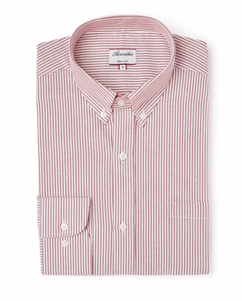Homme Acanthe Chemises | Chemise regular col boutonné oxford rayé rouge