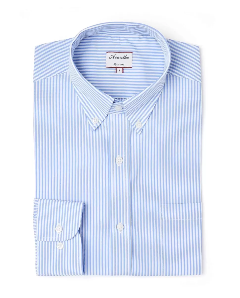 Homme Acanthe Chemises | Chemise regular col boutonné rayures bleu