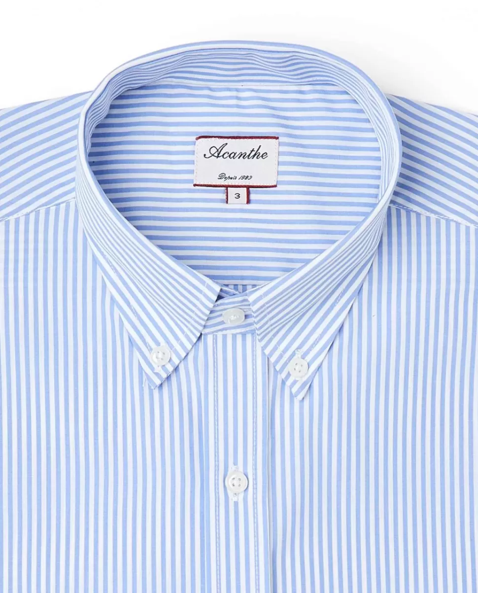Homme Acanthe Chemises | Chemise regular col boutonné rayures bleu