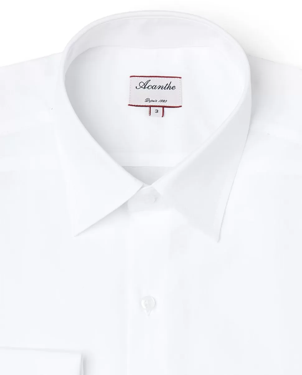 Homme Acanthe Chemises | Chemise regular col italien poignet mousquetaire popeline blanche