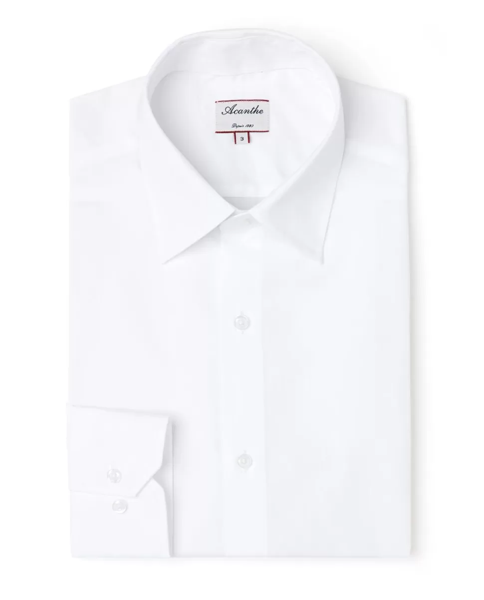 Homme Acanthe Chemises | Chemise regular col italien popeline blanche