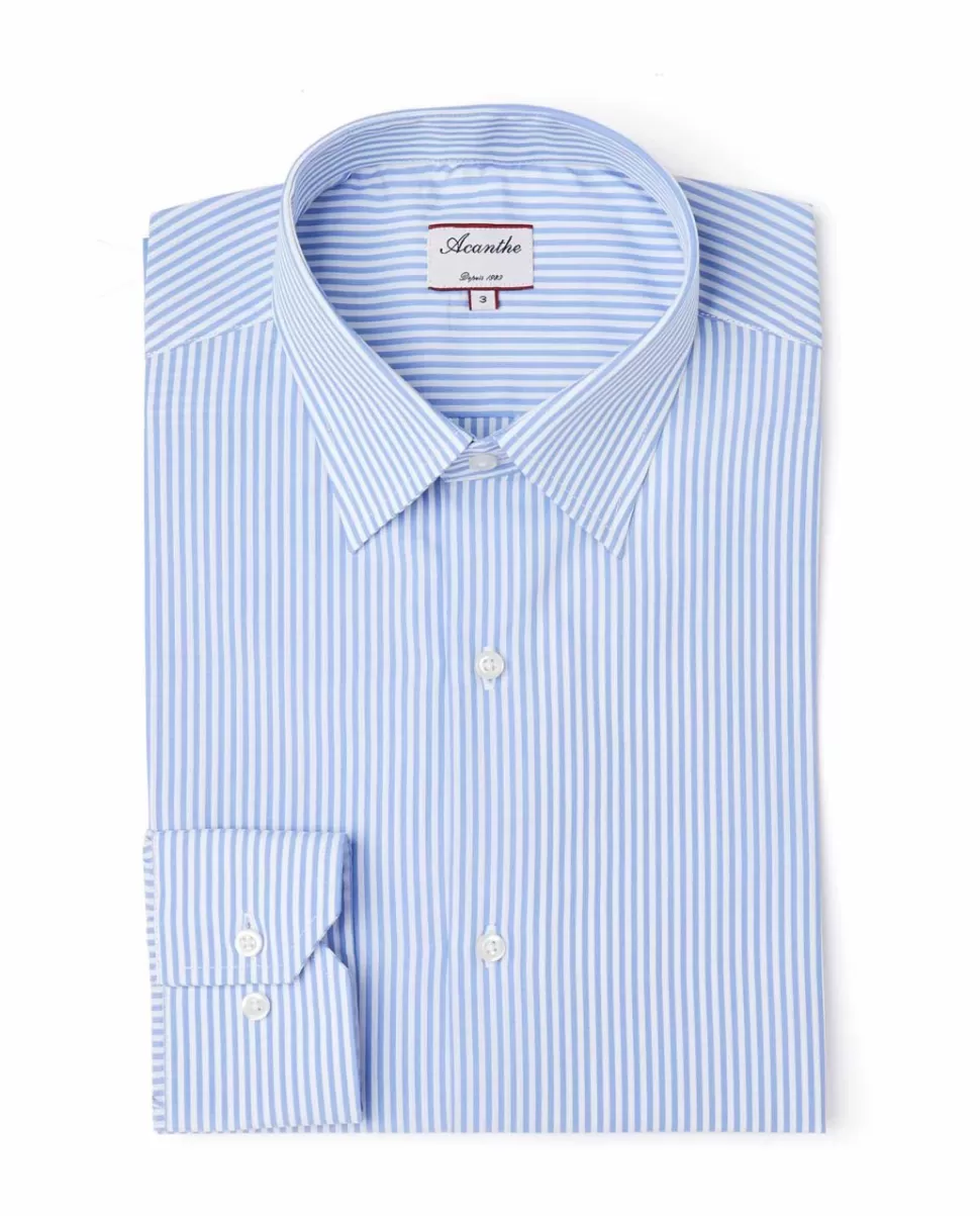 Homme Acanthe Chemises | Chemise regular col italien rayures bleu