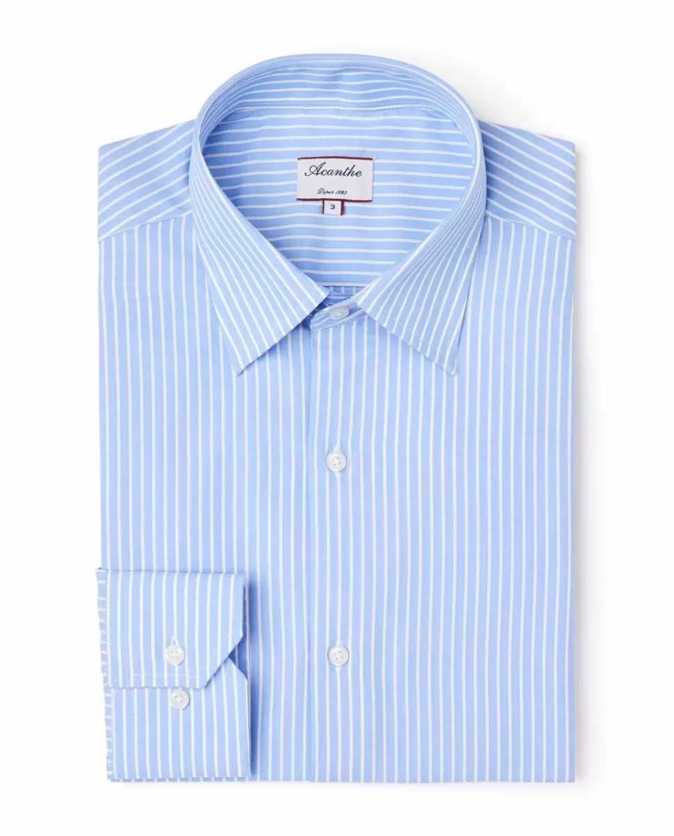 Homme Acanthe Chemises | Chemise regular col italien rayures bleu