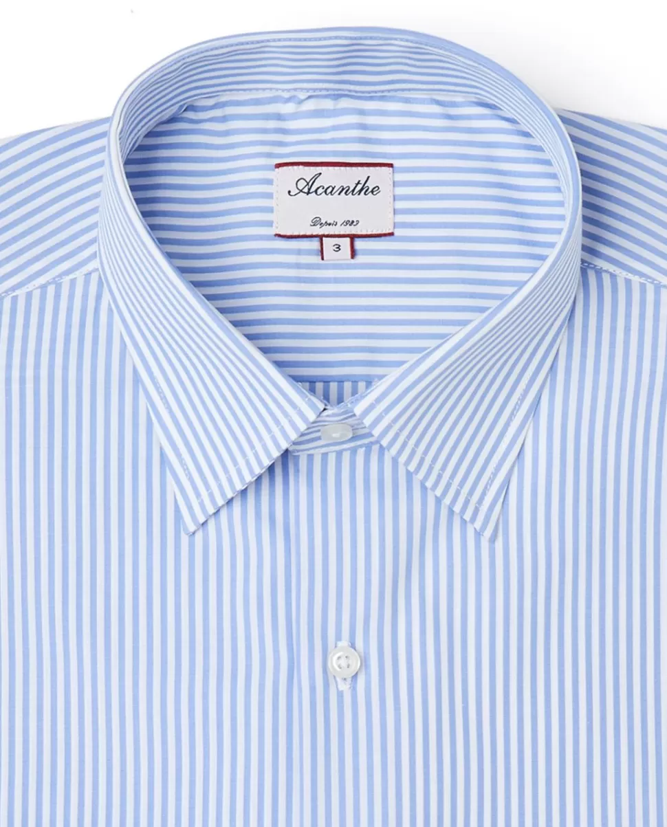 Homme Acanthe Chemises | Chemise regular col italien rayures bleu