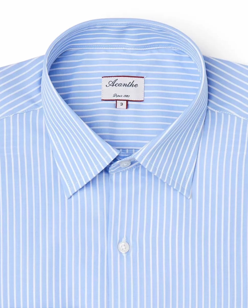 Homme Acanthe Chemises | Chemise regular col italien rayures bleu