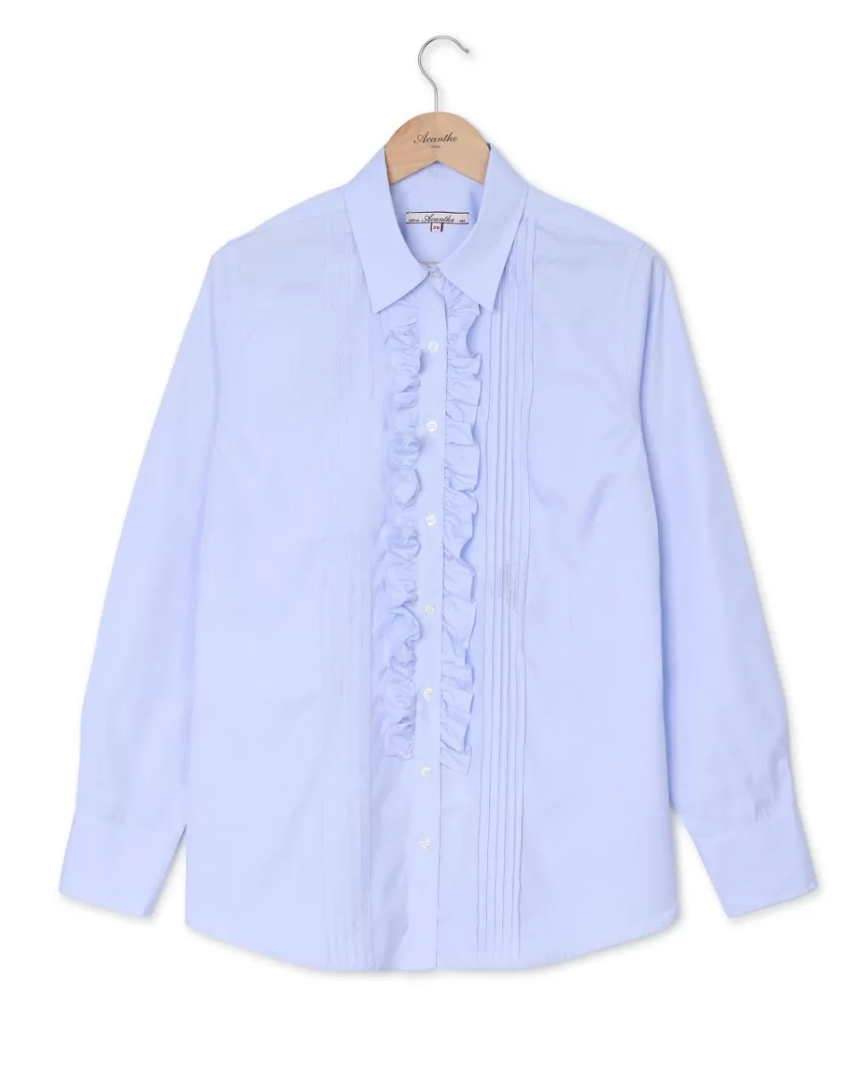 Femme Acanthe Chemisiers | Chemisier à jabot micro vichy ciel