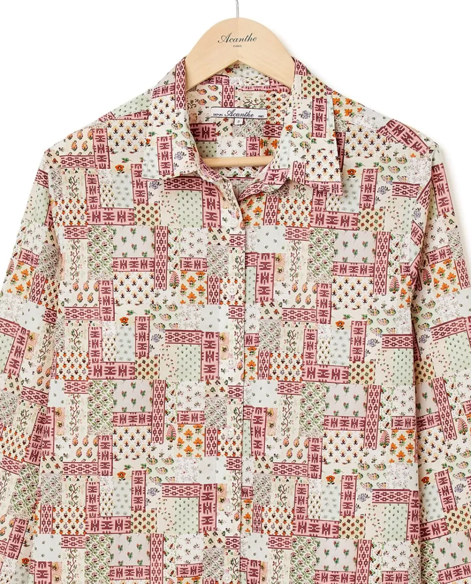 Femme Acanthe Chemisiers | Chemisier classique pli rond en tissu Liberty Ikat Neats