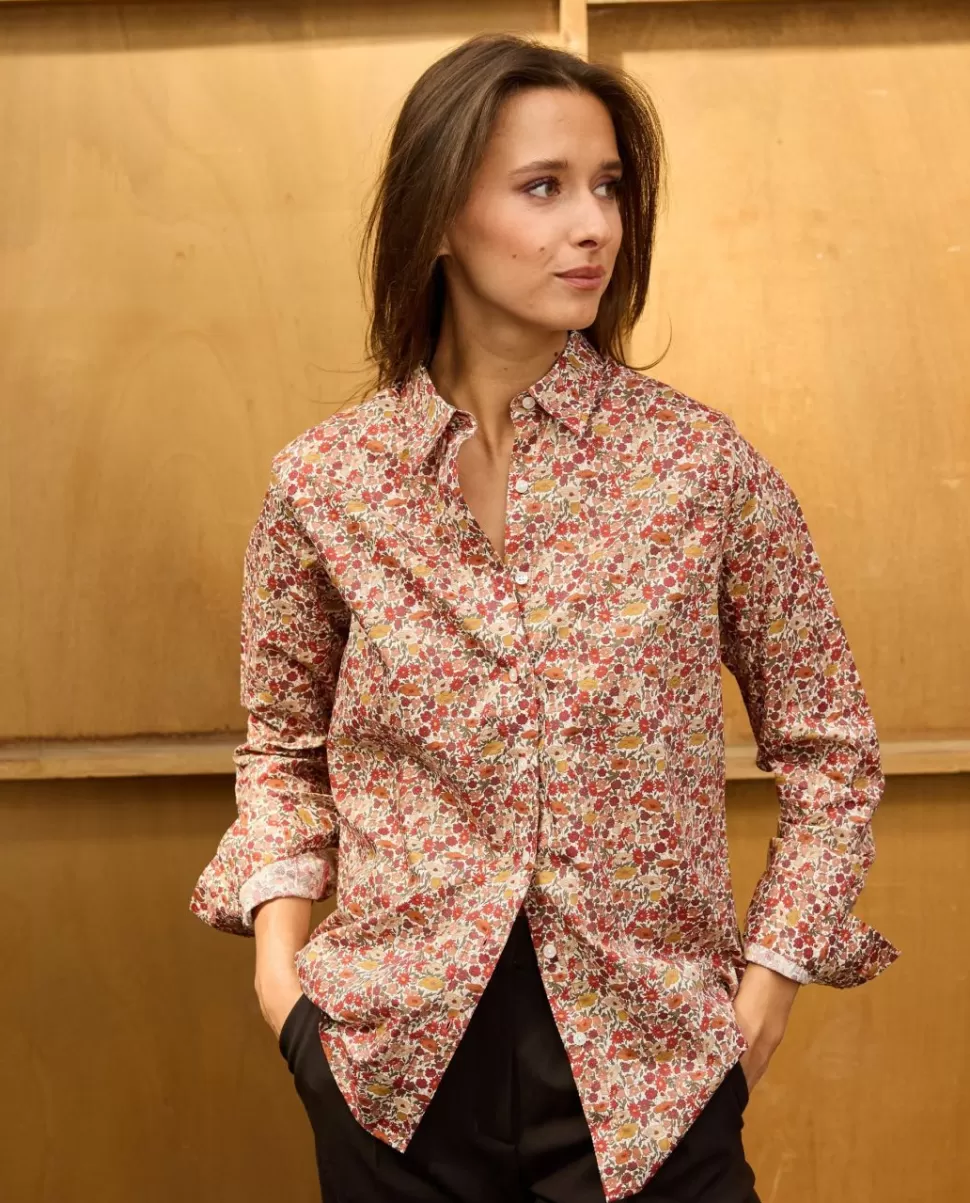 Femme Acanthe Chemisiers | Chemisier classique pli rond en tissu Liberty Poppy Forest